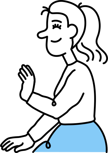 Young woman waves her hand PNG, SVG