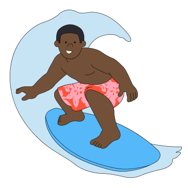 Young man surfing the wave PNG, SVG