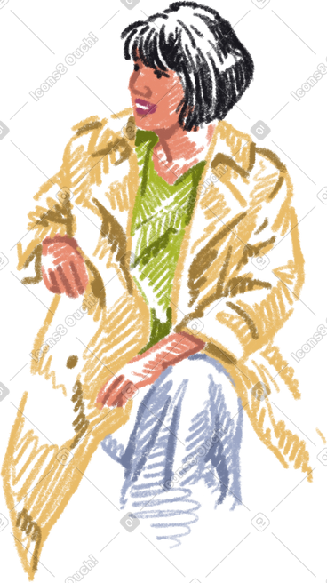 Young woman in a trenchcoat PNG, SVG