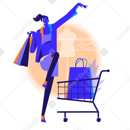 Happy woman going shopping Illustration in PNG, SVG