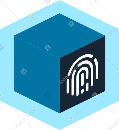 cube blue fingerprint icon в PNG, SVG