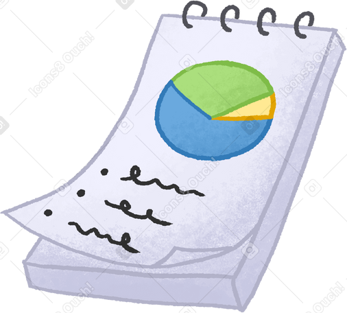 notepad with pie chart and text PNG, SVG