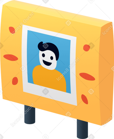 3D Желтый рекламный щит с фото в PNG, SVG