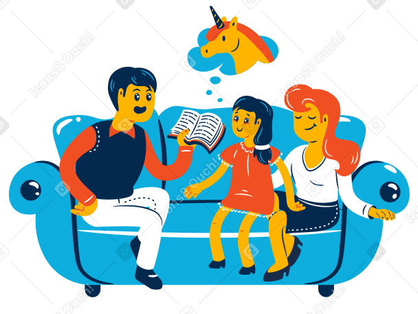 Family fairy tale Illustration in PNG, SVG