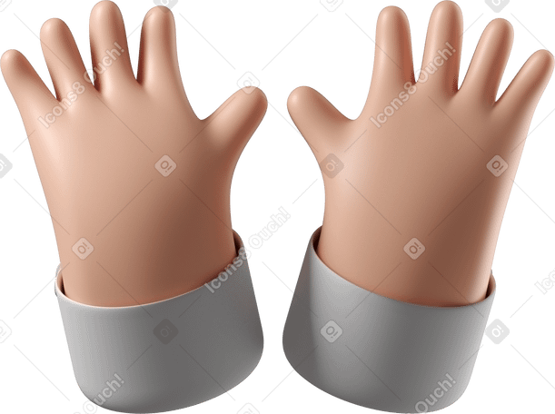 3D 開いた白い肌の手を上げる PNG、SVG