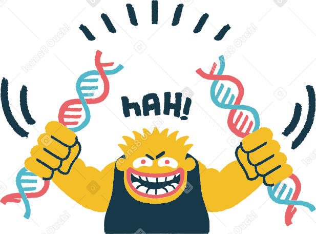Crazy man with broken dna chain PNG, SVG