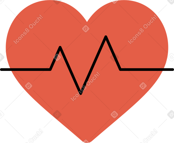 Сердце с кардиограммой в PNG, SVG