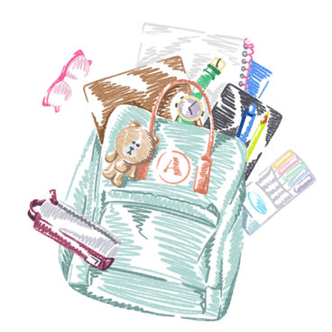 Школьный рюкзак со школьными принадлежностями  в PNG, SVG