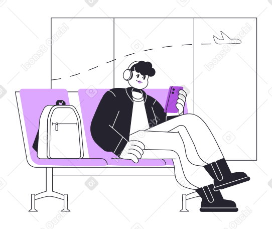 Airport lounge Illustration in PNG, SVG