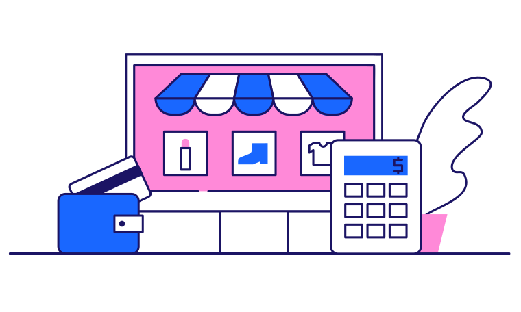 Shopping in an online store Illustration in PNG, SVG