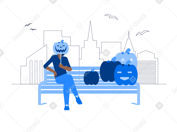 Halloween Pumpkin Bazaar Illustration in PNG, SVG