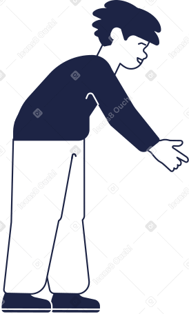 boy leans forward Illustration in PNG, SVG