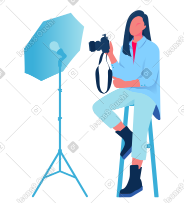 在工作室里拿着相机的女人 PNG, SVG