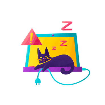 Cat hat die internetverbindung abgeschaltet und schläft PNG, SVG