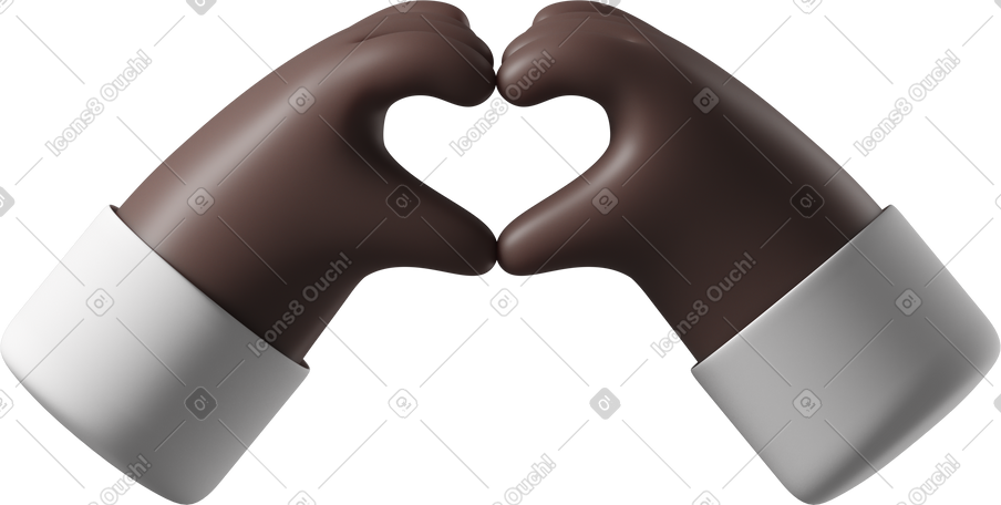 3D 显示心脏标志的黑皮肤手 PNG, SVG