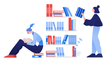 People studying in library PNG, SVG
