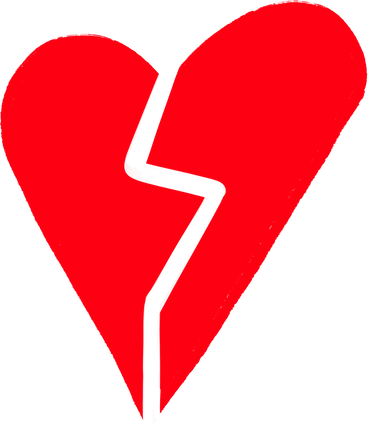 broken red heart PNG, SVG