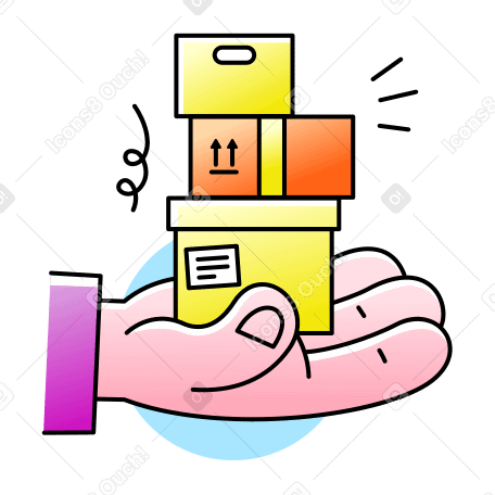 Hand with boxes Illustration in PNG, SVG