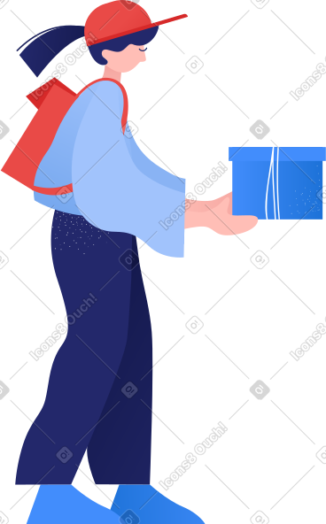 送货女人拿着箱子 PNG, SVG