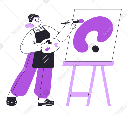 Artist woman painting with an easel Illustration in PNG, SVG