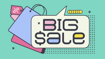 Big sale lettering with shopping bags PNG, SVG