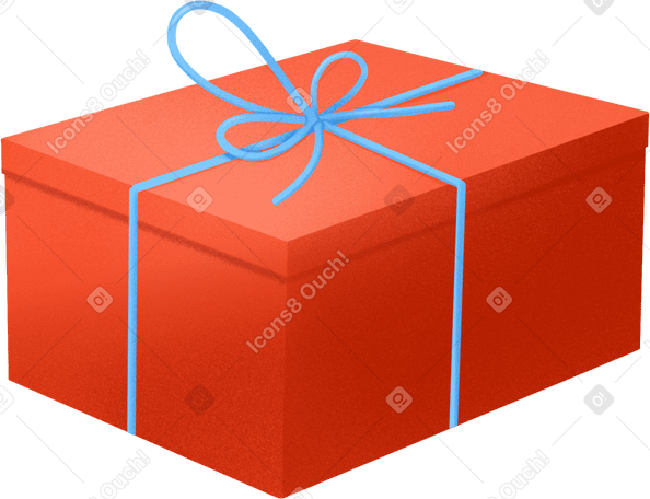 red box with a blue bow PNG, SVG