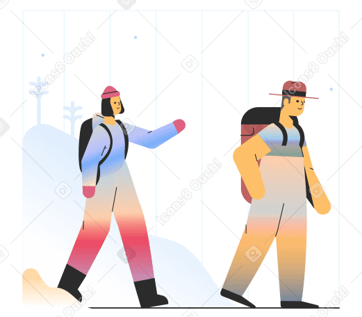 背着背包的男人和一起徒步旅行的女人 PNG, SVG