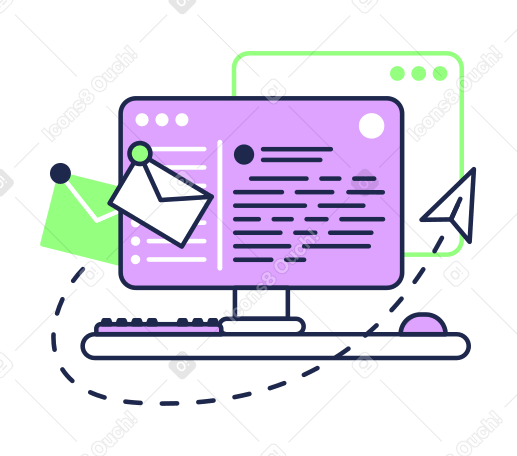Email messaging on computer screen PNG, SVG