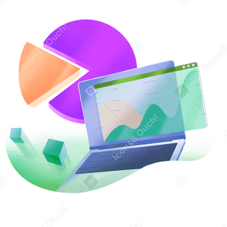 Analytical data on an open laptop PNG, SVG