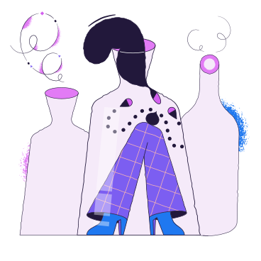 Woman stuck in a glass bottle PNG, SVG