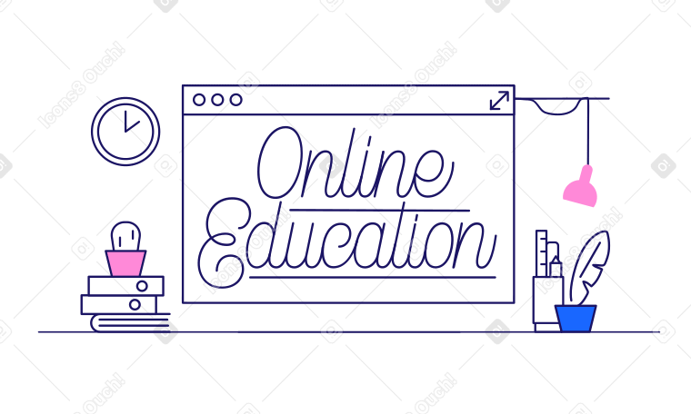 Lettering Online Education in the browser window PNG, SVG