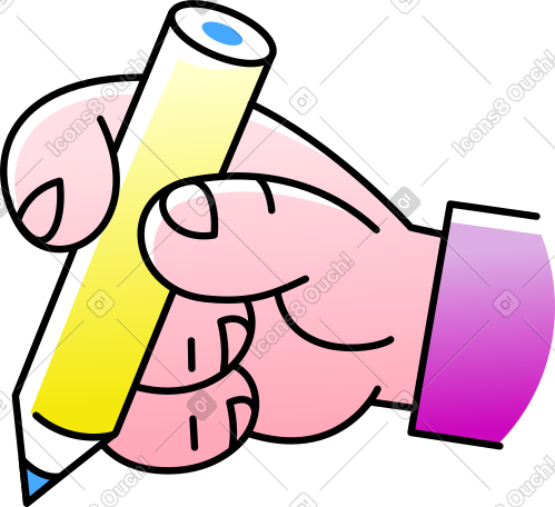 Hand holding a blue pencil PNG, SVG