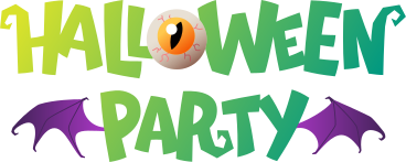 lettering with eye and bat wings halloween party PNG, SVG