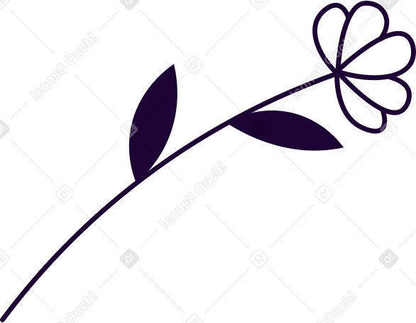 Flor con dos hojas PNG, SVG