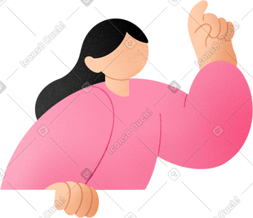 年轻女子指着 PNG, SVG