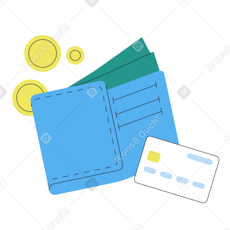 Monedero con efectivo y tarjeta bancaria PNG, SVG