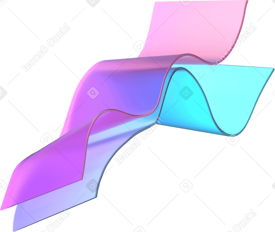 3D layered wavy gradient ribbons PNG, SVG
