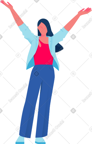 幸福的女人，双手举在空中 PNG, SVG