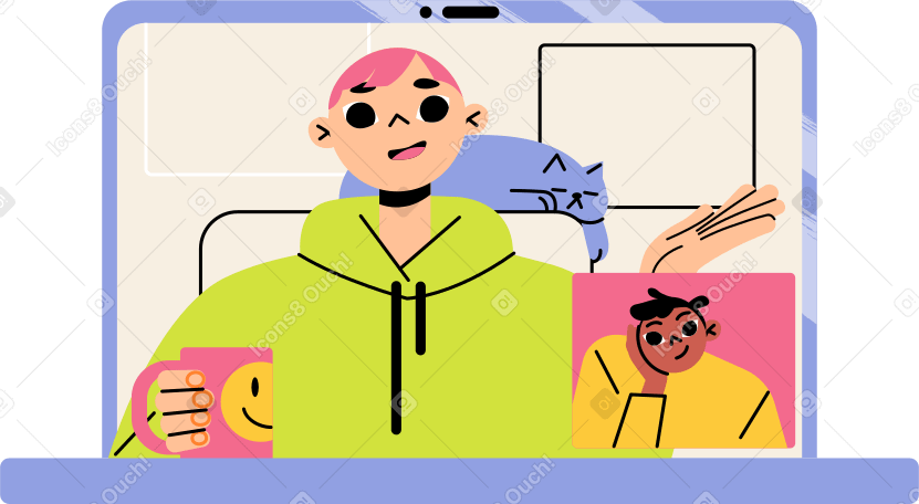online meeting on laptop PNG, SVG