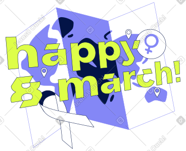 Text Happy 8 march with world map and female symbol PNG, SVG