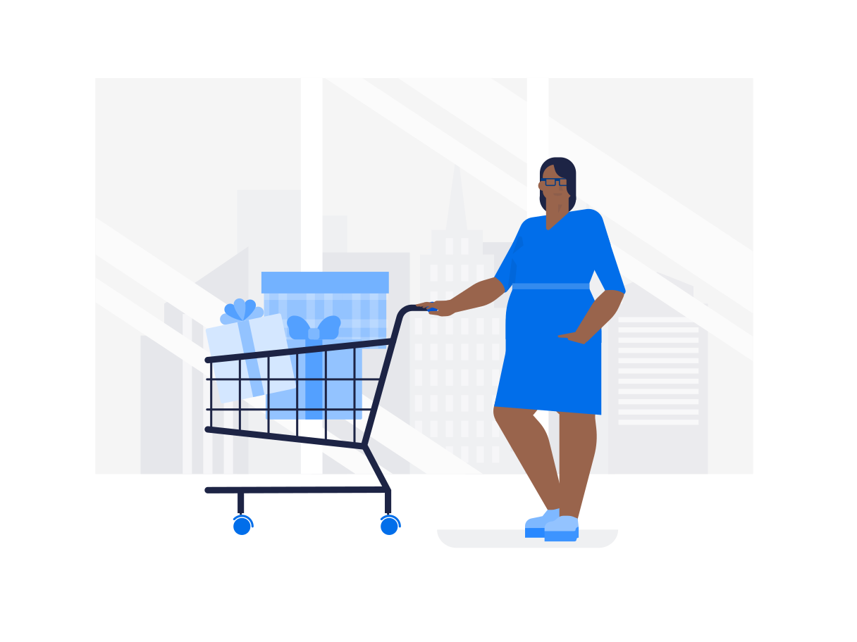 Holiday Shopping Illustration in PNG, SVG