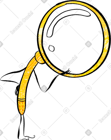 Magnifying glass thinking while looking down PNG, SVG