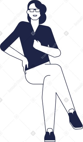 woman sitting frontview Illustration in PNG, SVG