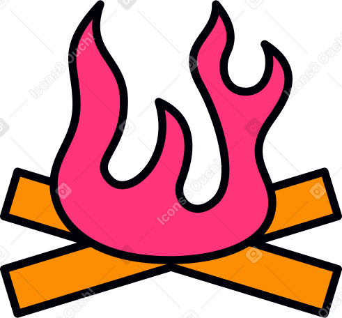 burning flame with firewood Illustration in PNG, SVG