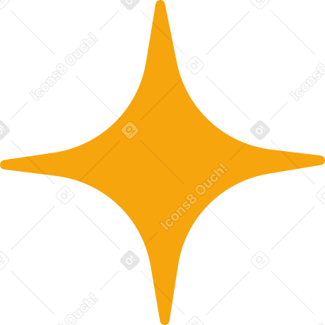 four-pointed yellow star Illustration in PNG, SVG