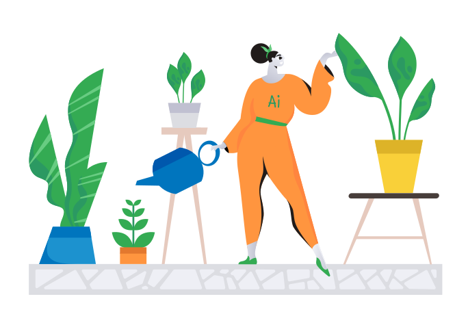 AI gardener Illustration in PNG, SVG