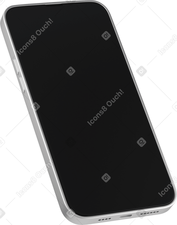 3D side view of a black phone screen Illustration in PNG, SVG
