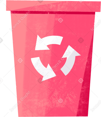 pink trash bin with recycling icon Illustration in PNG, SVG