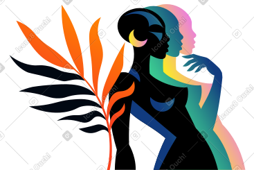 黑人女性侧面站立，手捧植物 PNG, SVG