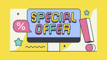 Lettering Special Offer in computer with exclamation mark PNG, SVG